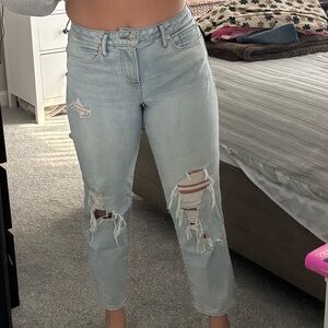 Express Light Blue Distressed Boyfriend Jeans